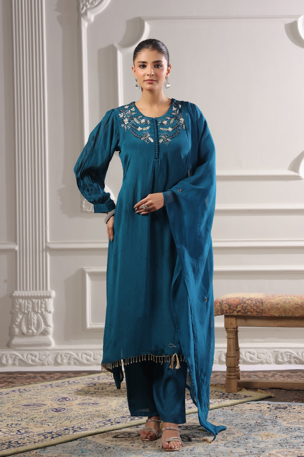 Soft Teal blue kurti set (25-1936 R-7)