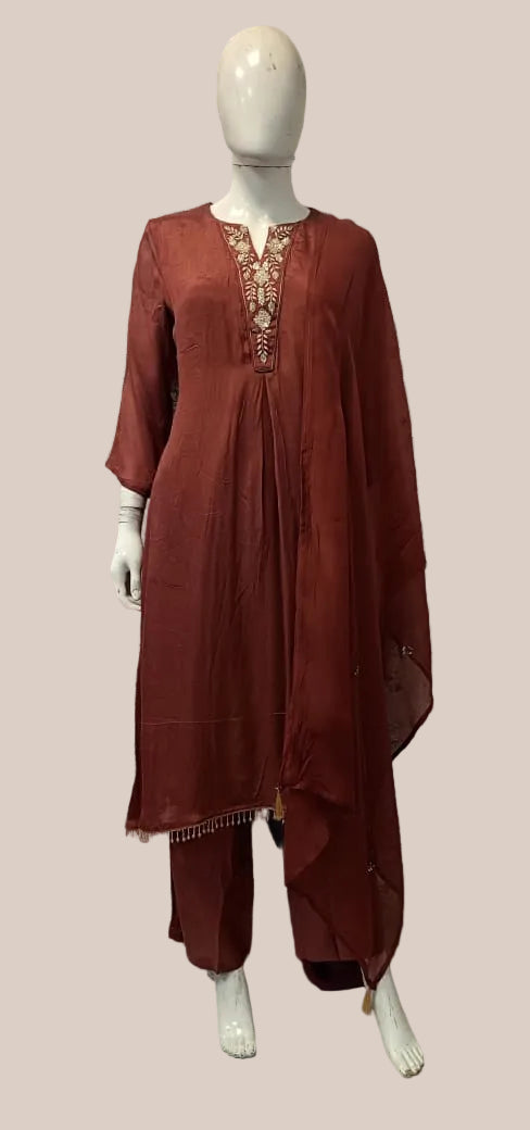 Rust-colored kurti set (25-1942  R-7)