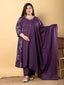 Plum Bandhani Printed Cotton Suit Set