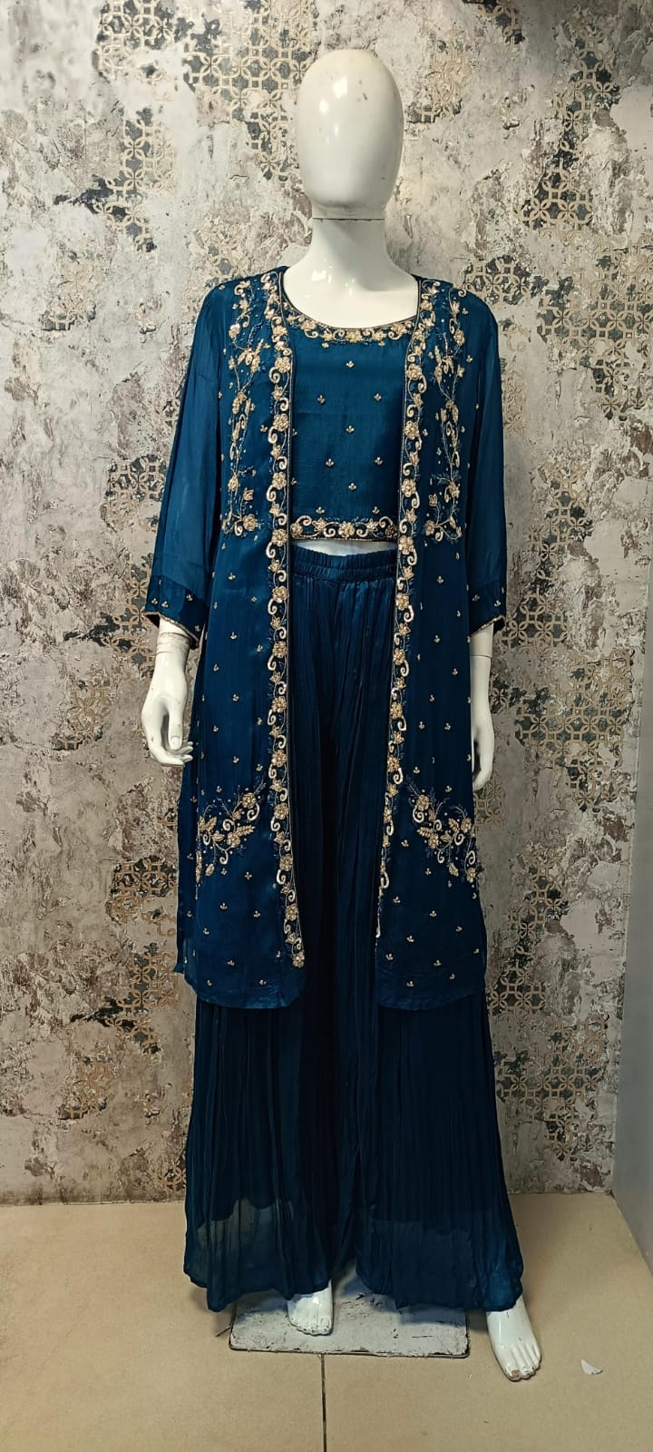 Teal Gold-Work Co-ord Set (25-1990 R-7) Secondary image