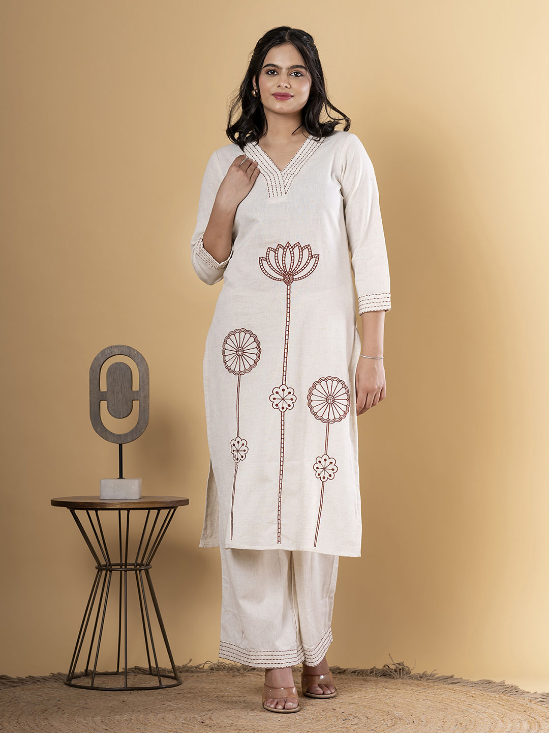 Floral Embroidered Cotton Co-ord Set Main image
