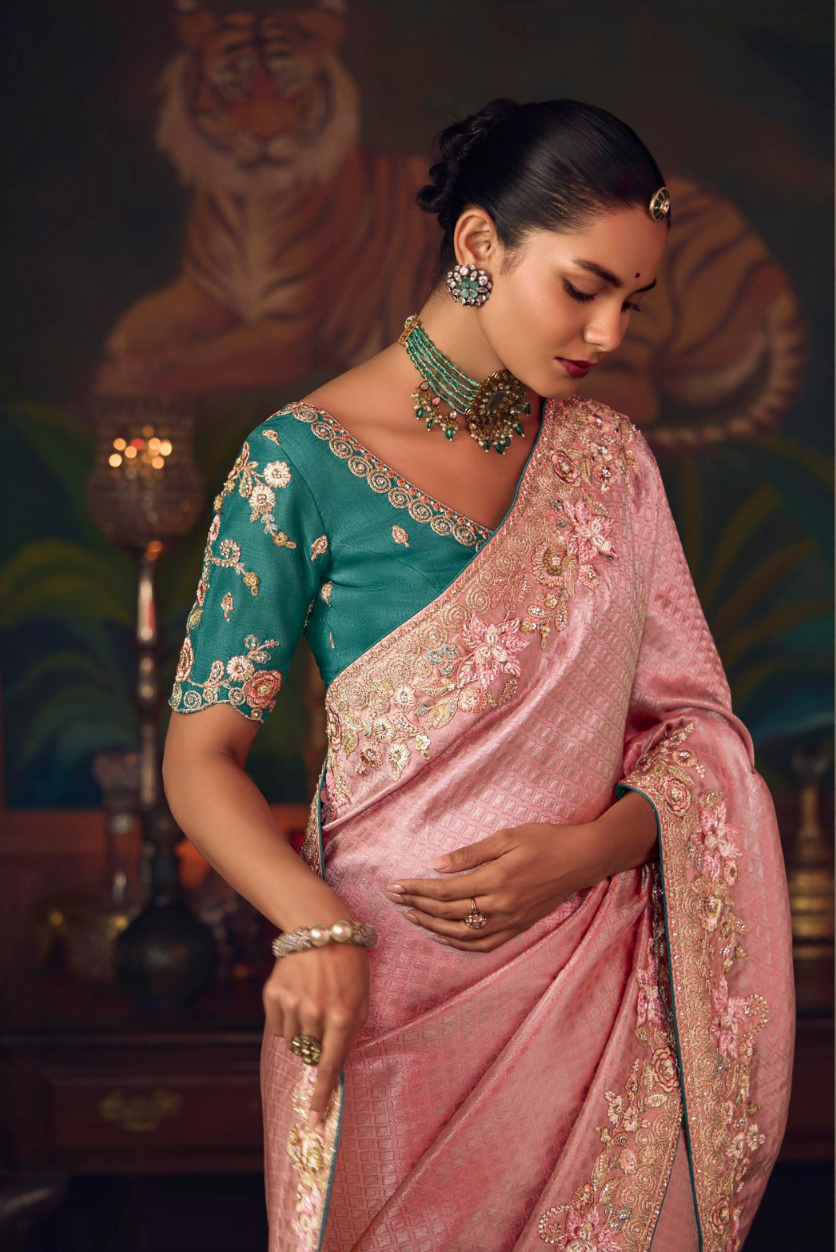 The 'Rose Gold Bloom' Saree (SA-467 GS-98)