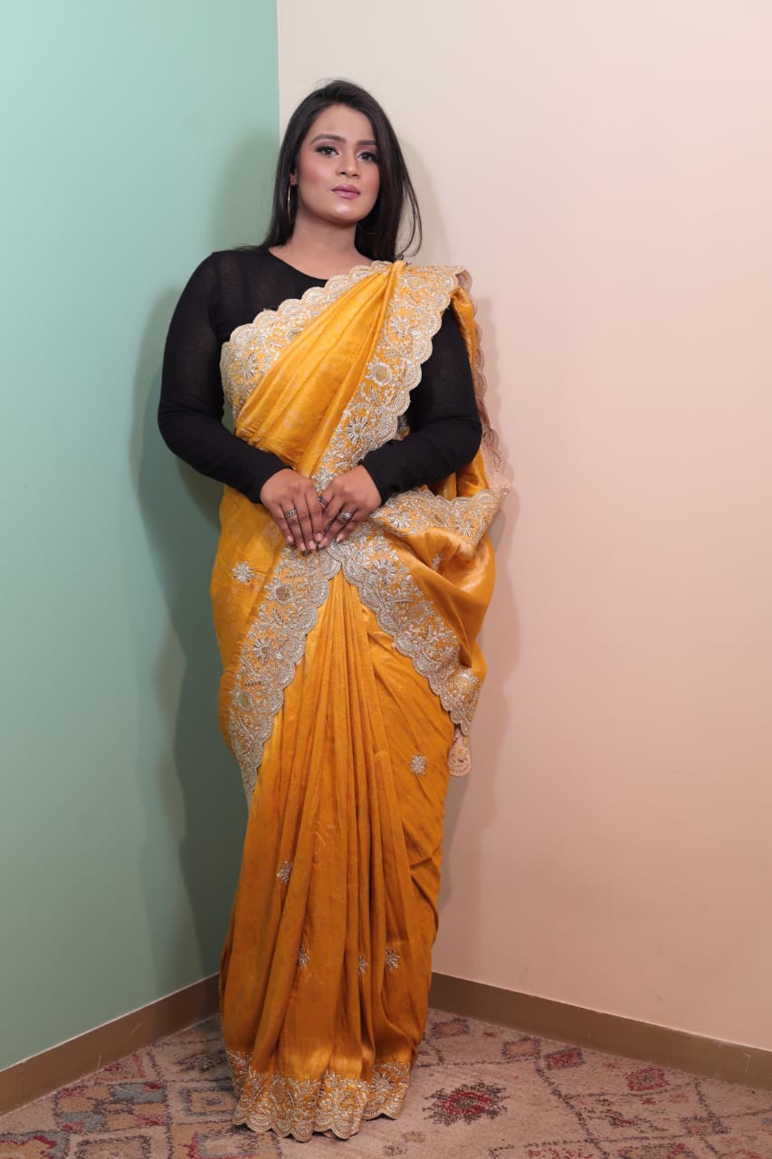 Golden Banarasi Silk Saree