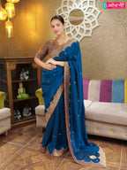 Teal Tapestry Scalloped Saree ( 21657 GS-64)