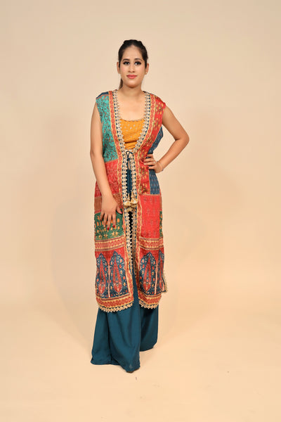 full front look of multicolor georgette dress