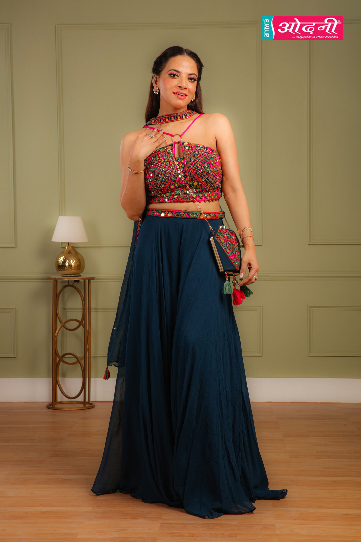 Blue Mirror Mosaic Palazzo Dress (REVA M-24)