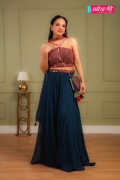 Blue Mirror Mosaic Palazzo Dress (REVA M-24)