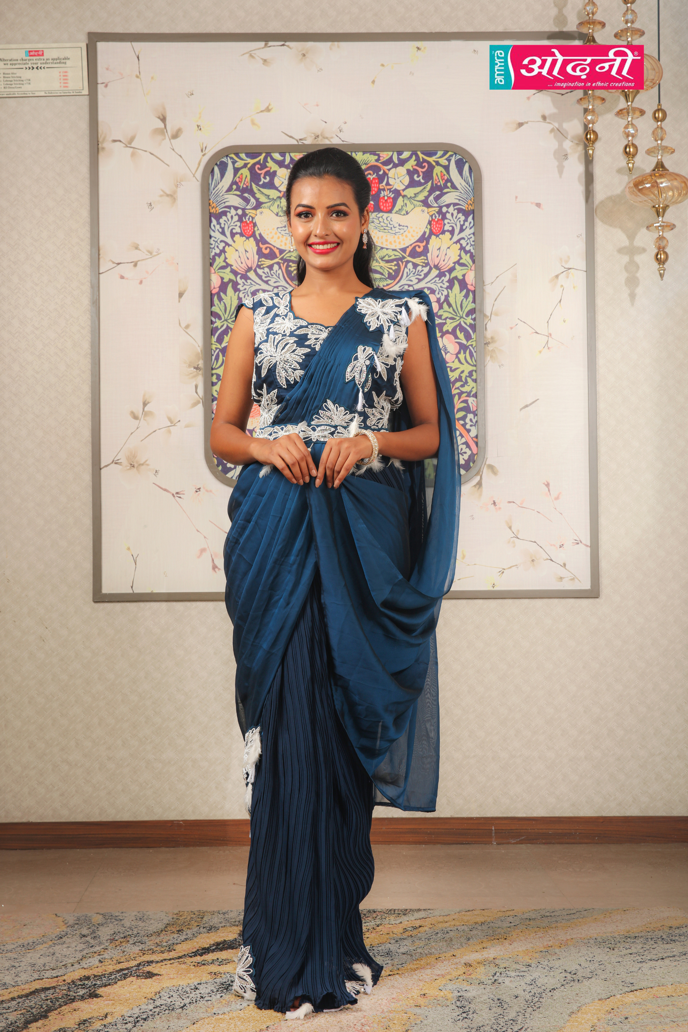 Midnight Blue Pre-Draped Saree (VC-182 BS-65)
