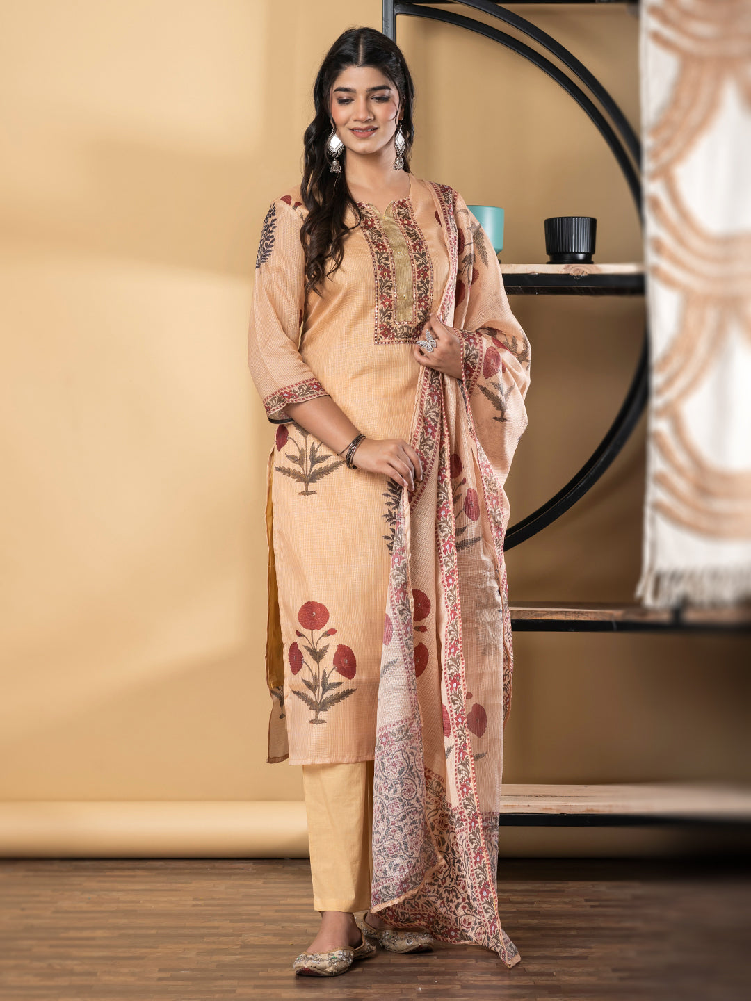 Peach Blossom Heritage Kurta Set Main image