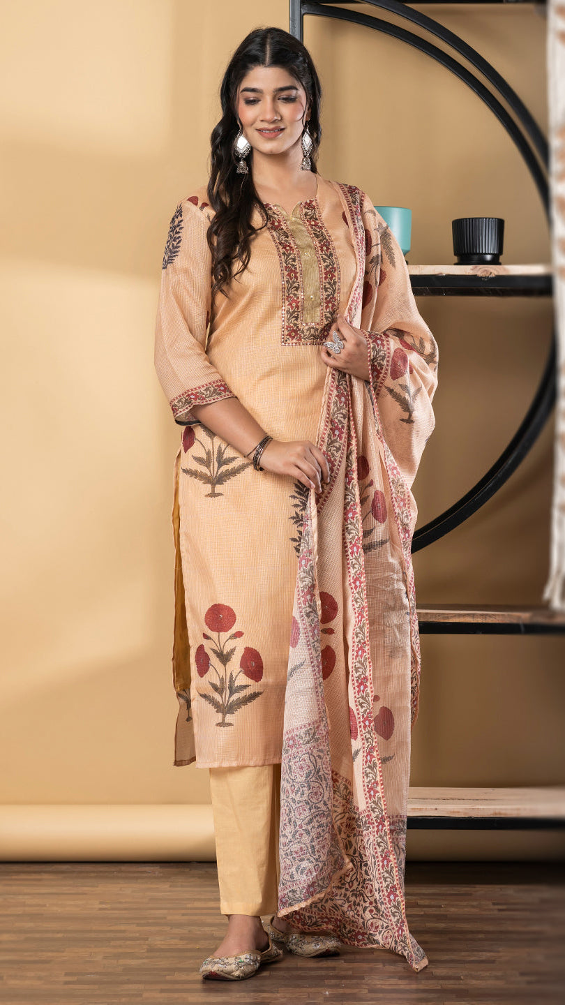 Peach Blossom Heritage Kurta Set
