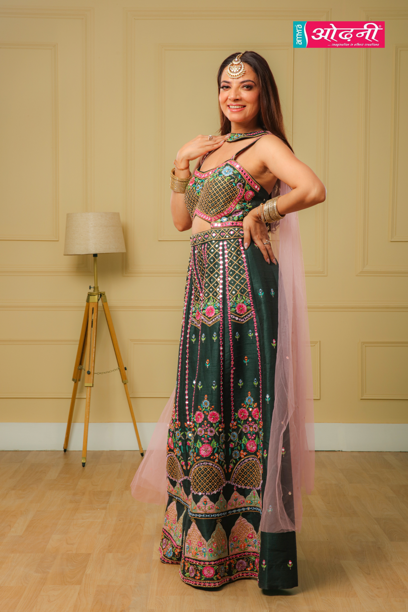 Emerald Mirror Work Jumpsuit (JV-1632 D-86)