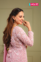 Pinky Bead Embellished Drape Saree (DY45 D-67)