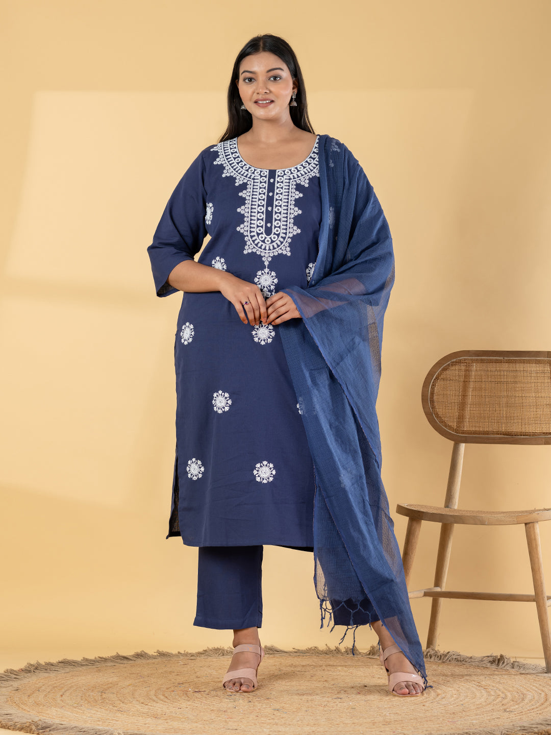 Indigo Starburst Chanderi Suit Set