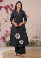 Midnight Bloom A-Line Kurta Set