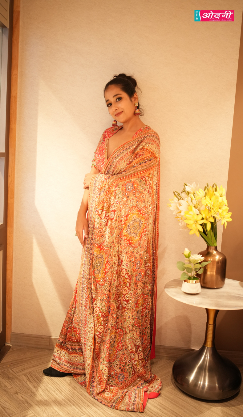 Tuscan Sunset Luxury Saree Main image
