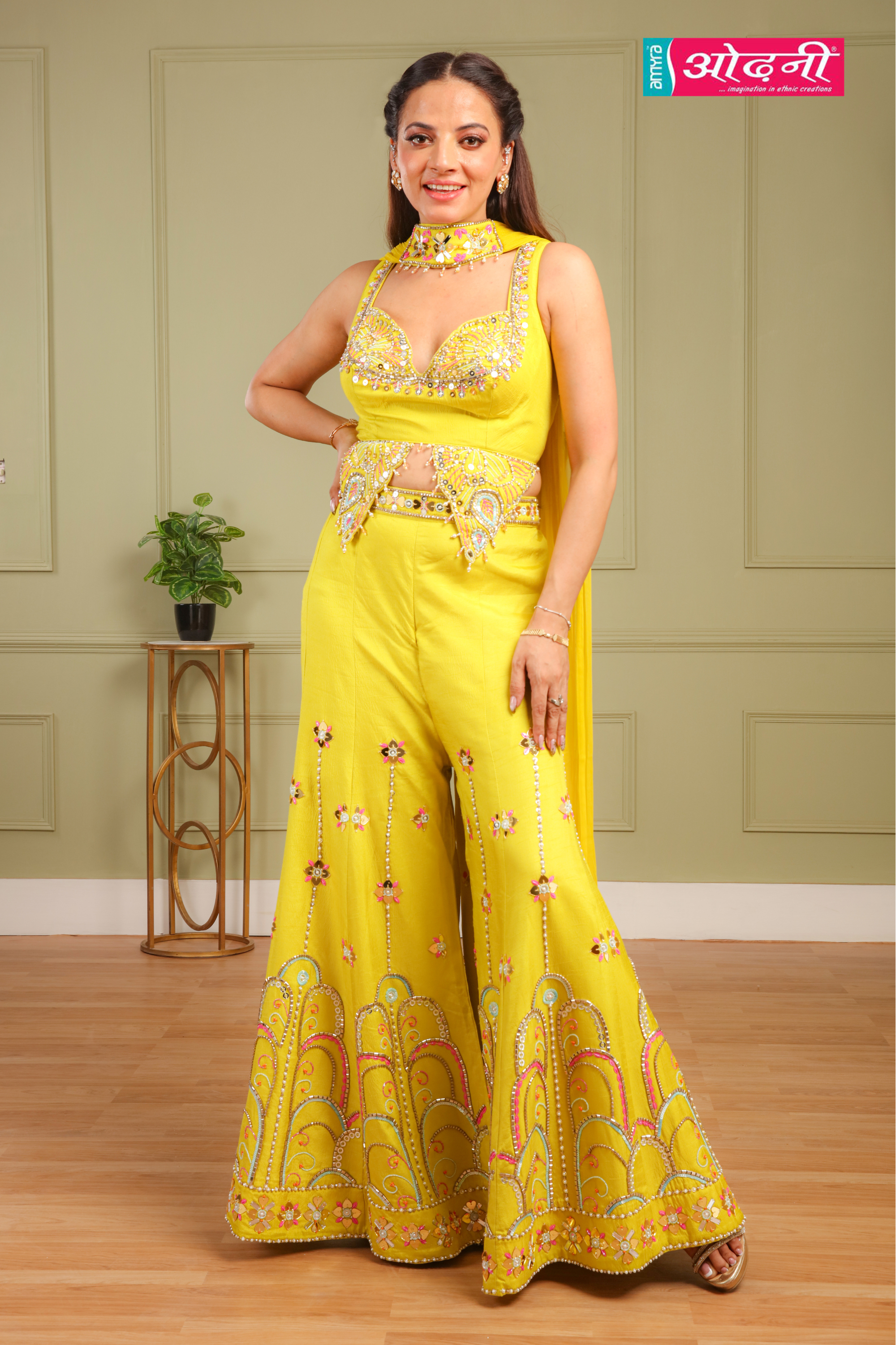Modernize Lemon Yellow Sharara Co-ord set (4894 M-35)
