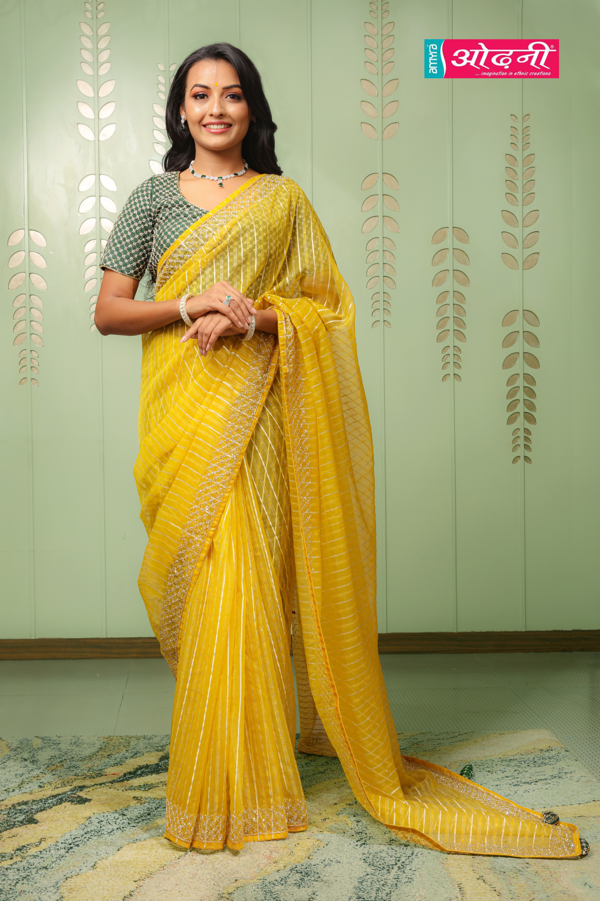 Sunshine Zari Chevron Saree (2949 B-129) Main image