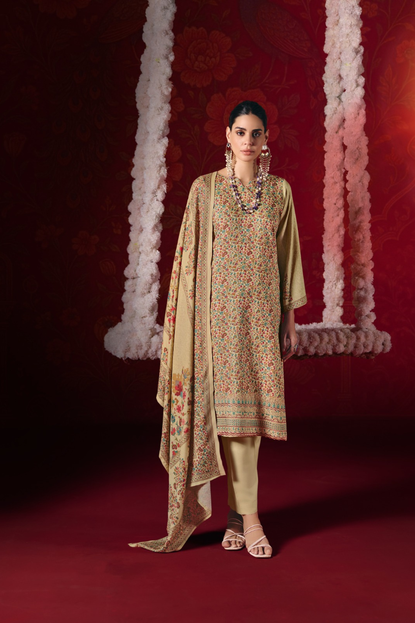 The 'NAAZ' Collection: Viscose Pashmina Unstitched Suits (RUPALI NAAZ D-39)