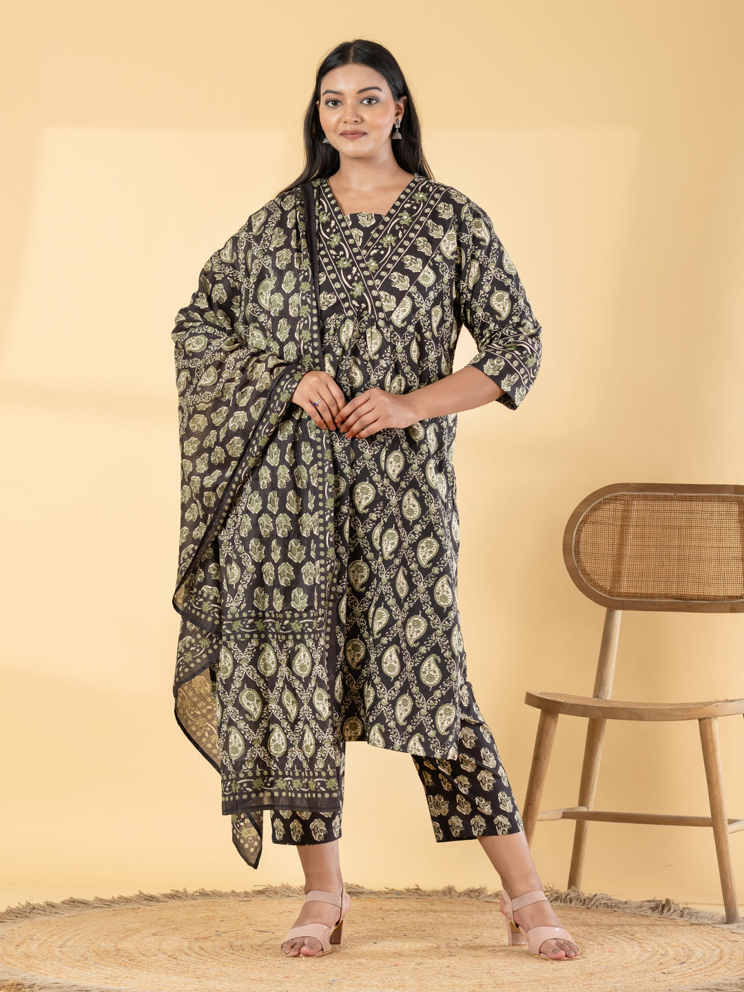 Paisley and floral block prints Kurti Main image