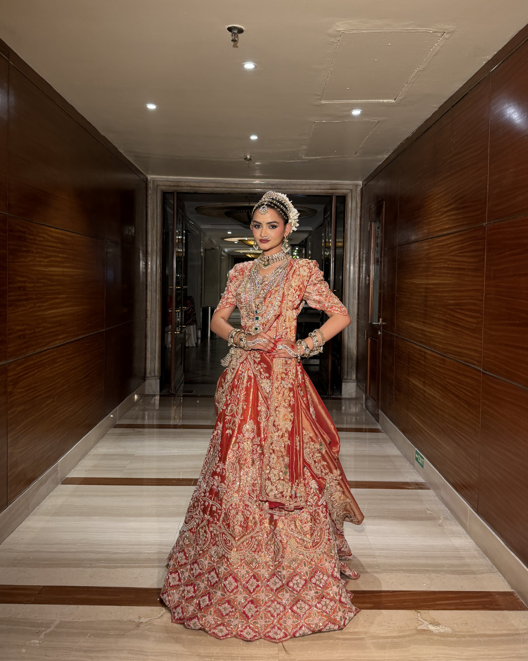 Rust mettalic luxury lehenga