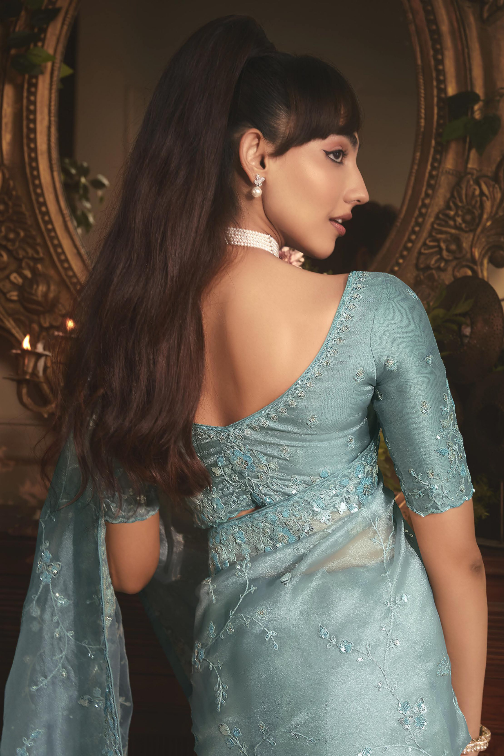 The 'Aqua Dream' Saree (5489 GS-98) Secondary image