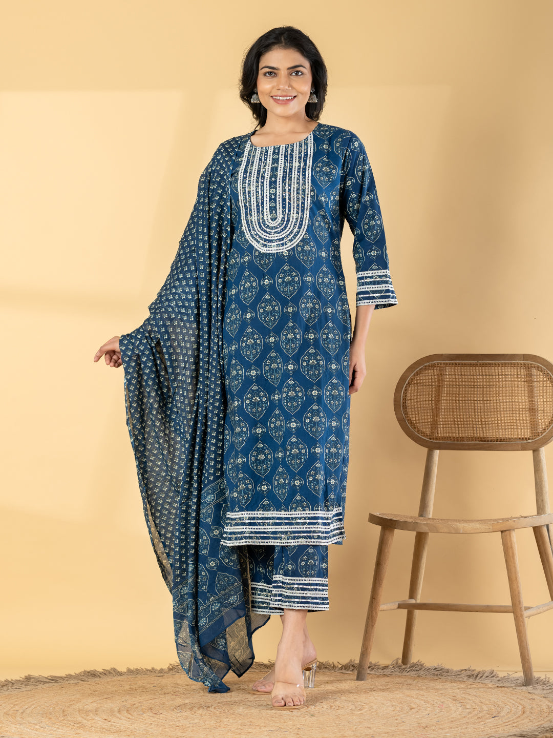 Cotton Silk Suit with Gota Patti Accents Main image