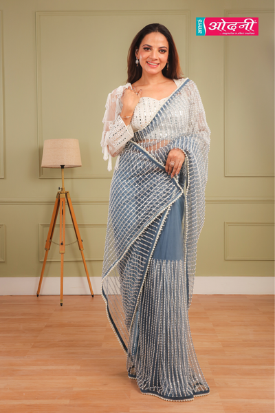 Glacier Dewdrop Embellished Saree (1815 GS-102)