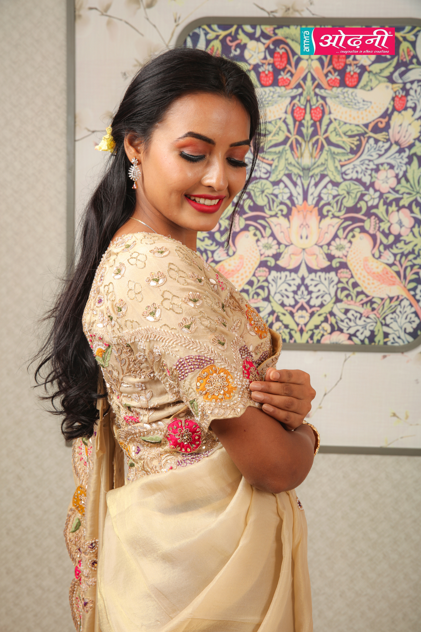 Golden Meadow Embroidered Saree (SM-307 B-67)