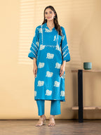 Printed Cotton Silk Suit