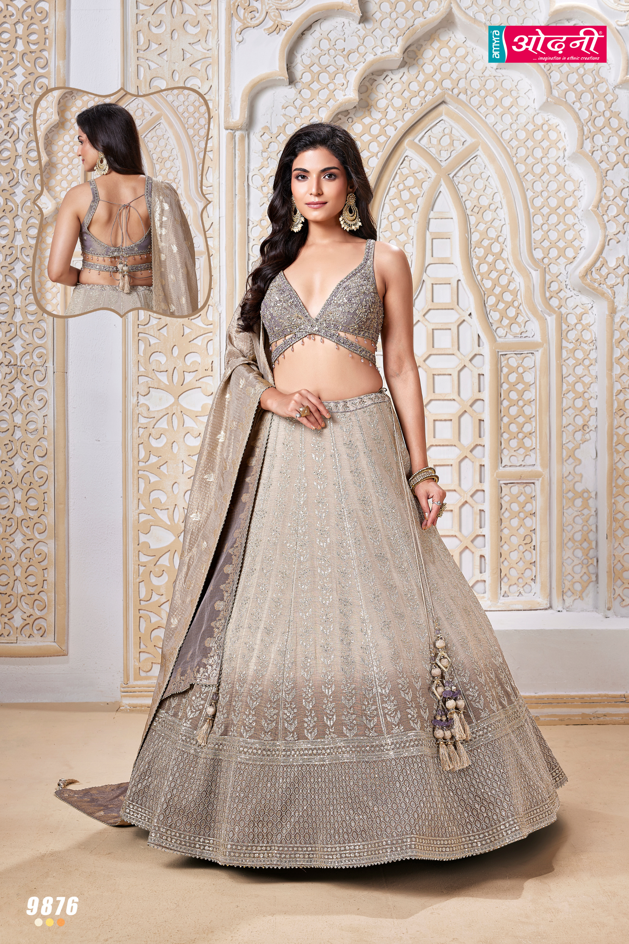 Taupe and Silver Ombre Luxury Lehenga (9876 M-27)