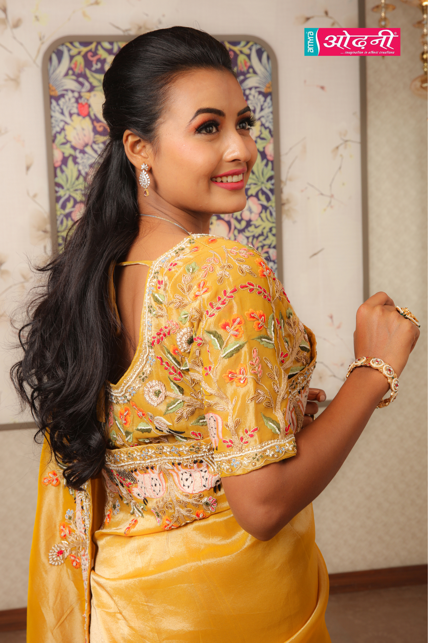 Mustard Bloom Embroidered Preety Saree (A-664 B-181)