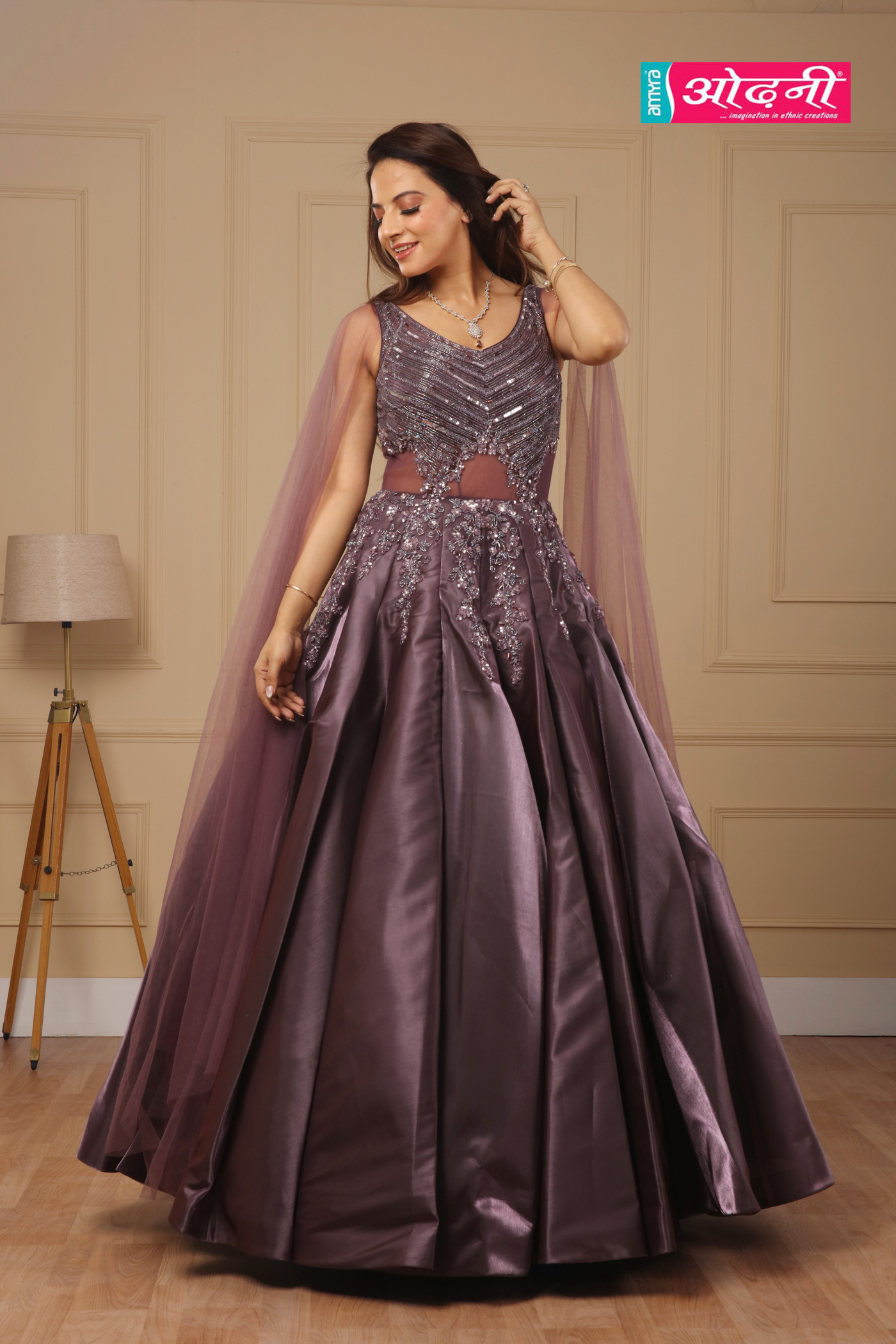 Twilight Purple Bloom Embellished Gown (G-1740 D-760)