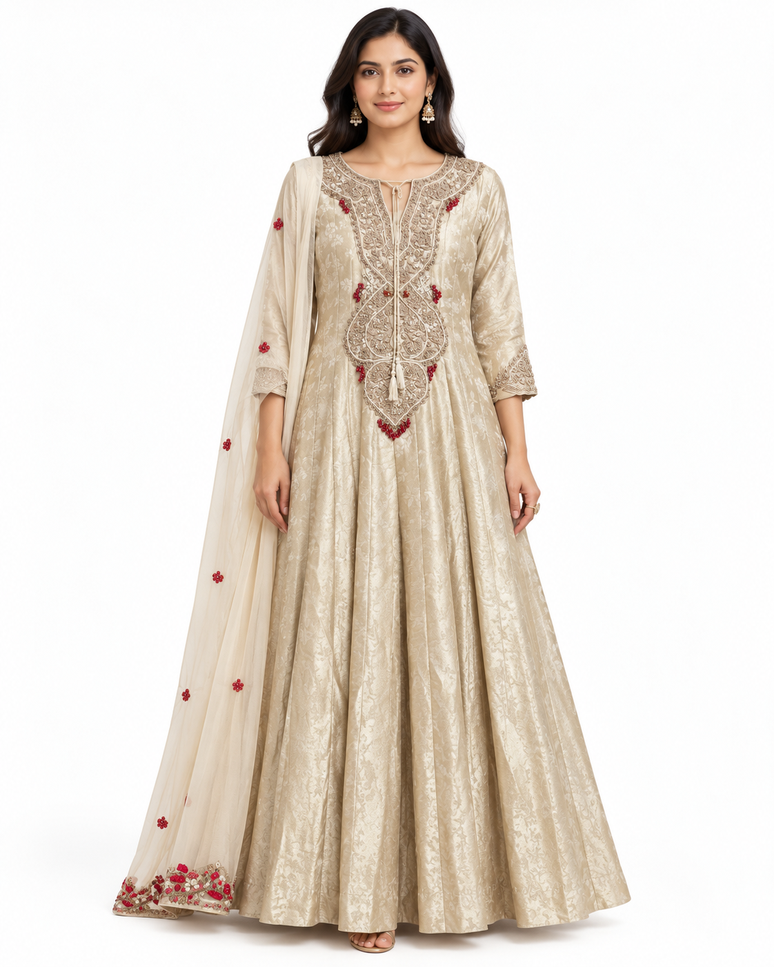 Champagne Gold Embellished Anarkali