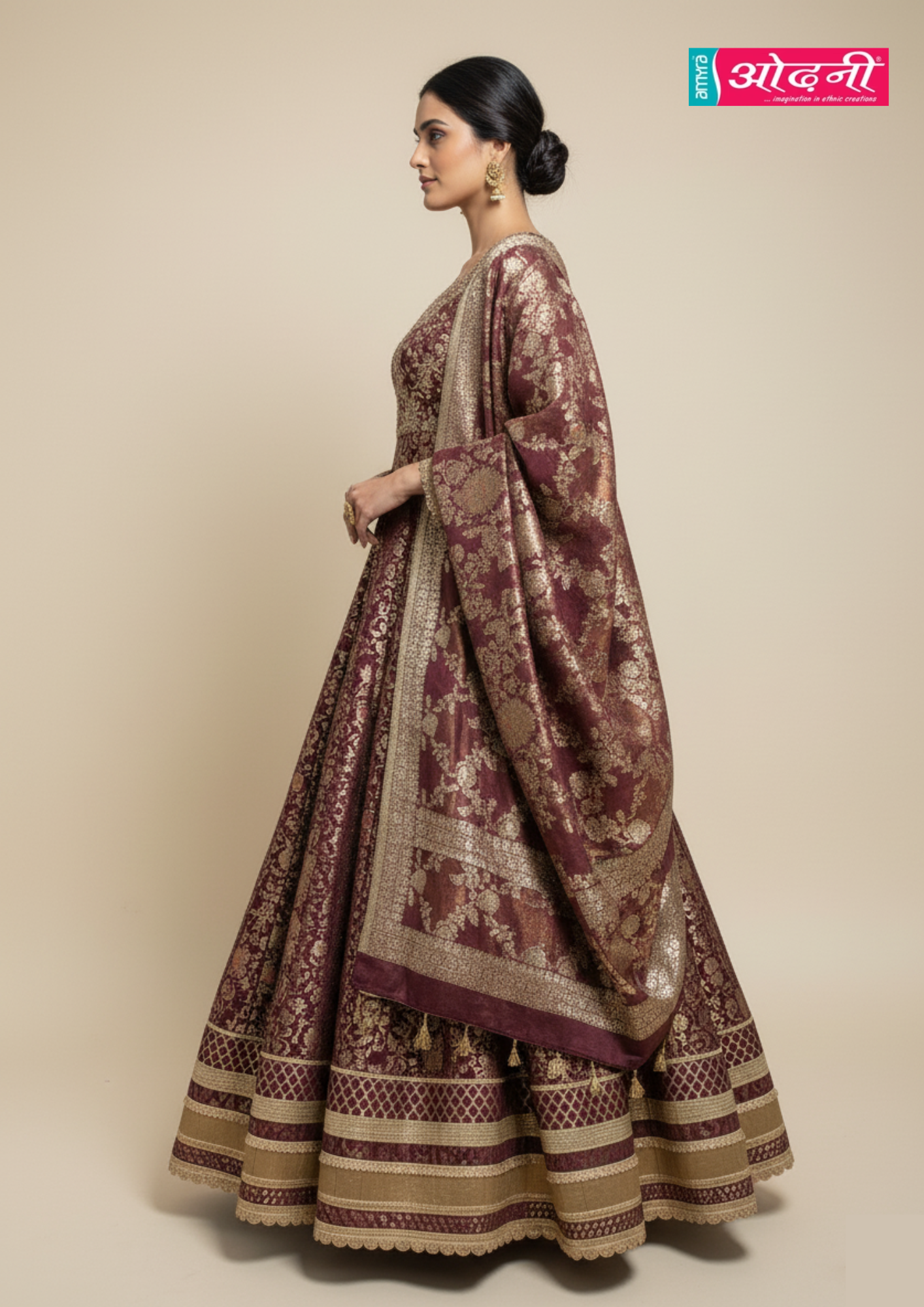 Regal Wine Anarkali Gown (1412 D-40)