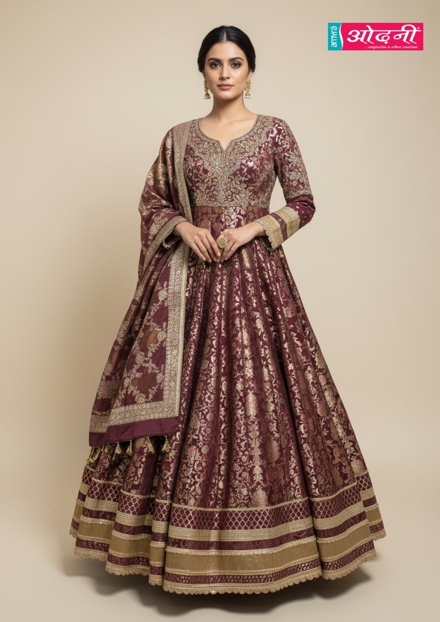 Regal Wine Anarkali Gown (1412 D-40)