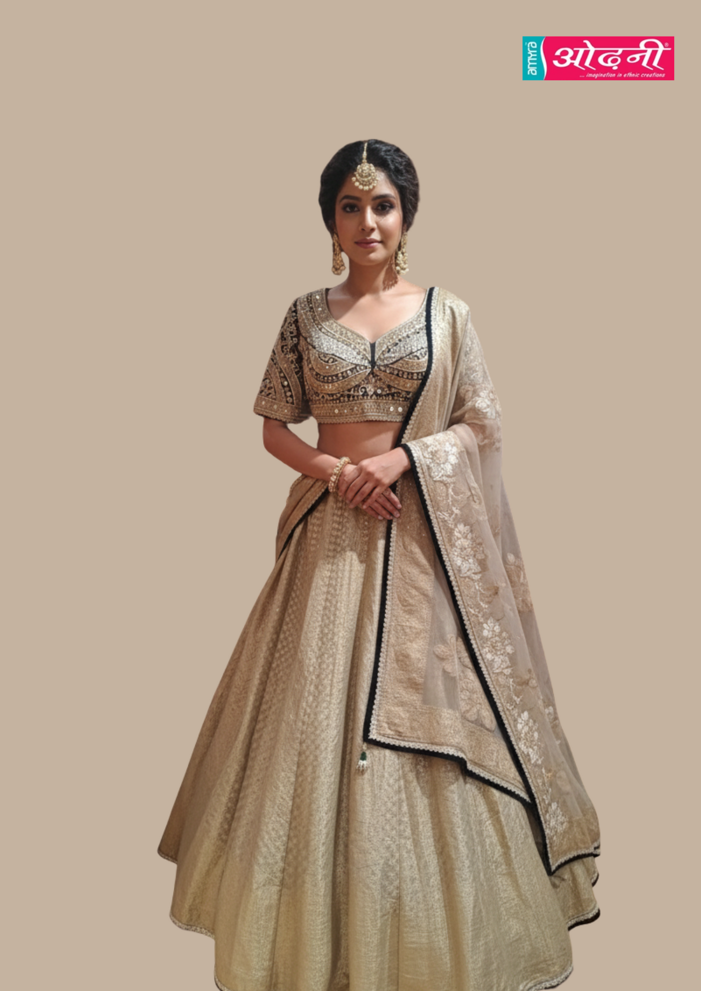 Regal Gold and Blue Embroidered Lehenga (1028 D-75)