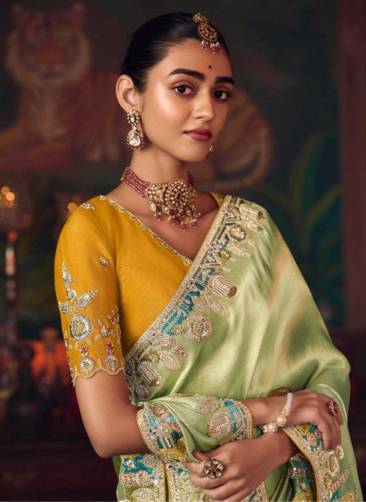 The 'Pistachio Sunset' Saree (SA-468 GS-98)