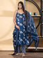 Indigo Floral Cotton Suit Set