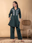 Bottle Green Embroidered Cotton Co-ord Set