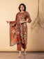 Rust Kalamkari Floral Kurta Set