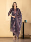Charcoal Grey Paisley Cotton Suit Set