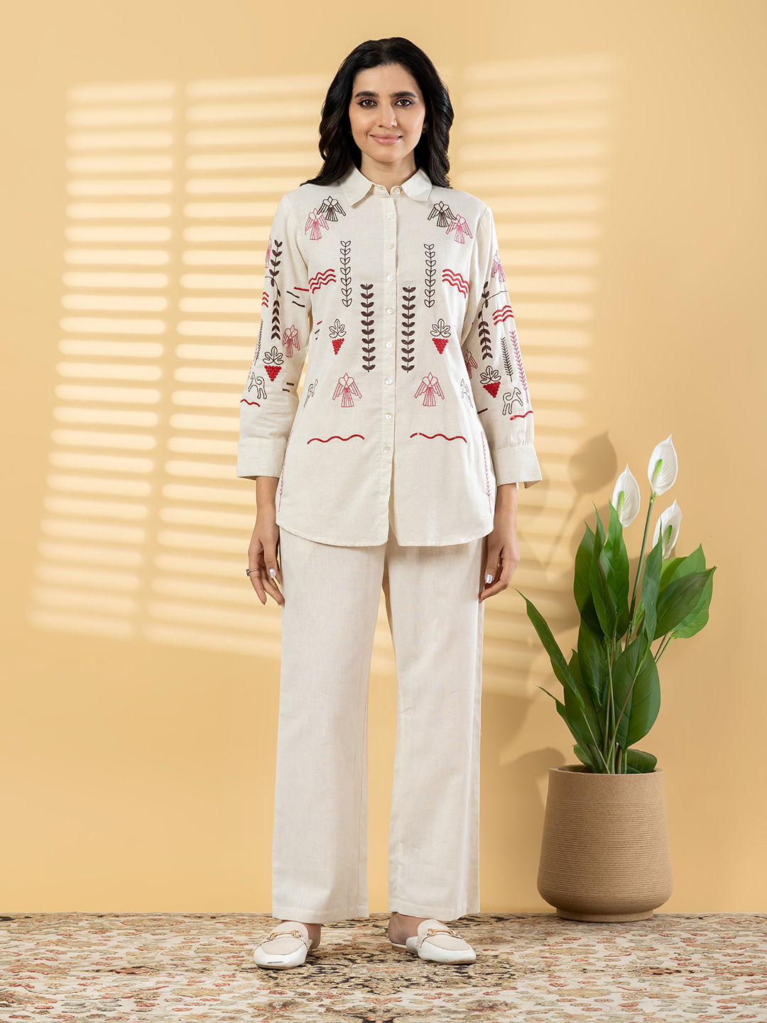 Hand-Embroidered Linen Co-ord Set