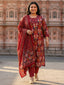 Radiant Maroon Ikat Fusion Kurta Set