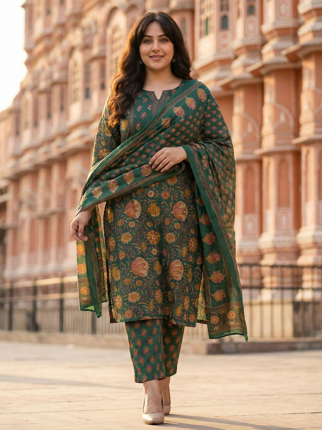 Emerald Meadow Floral Kurta Set
