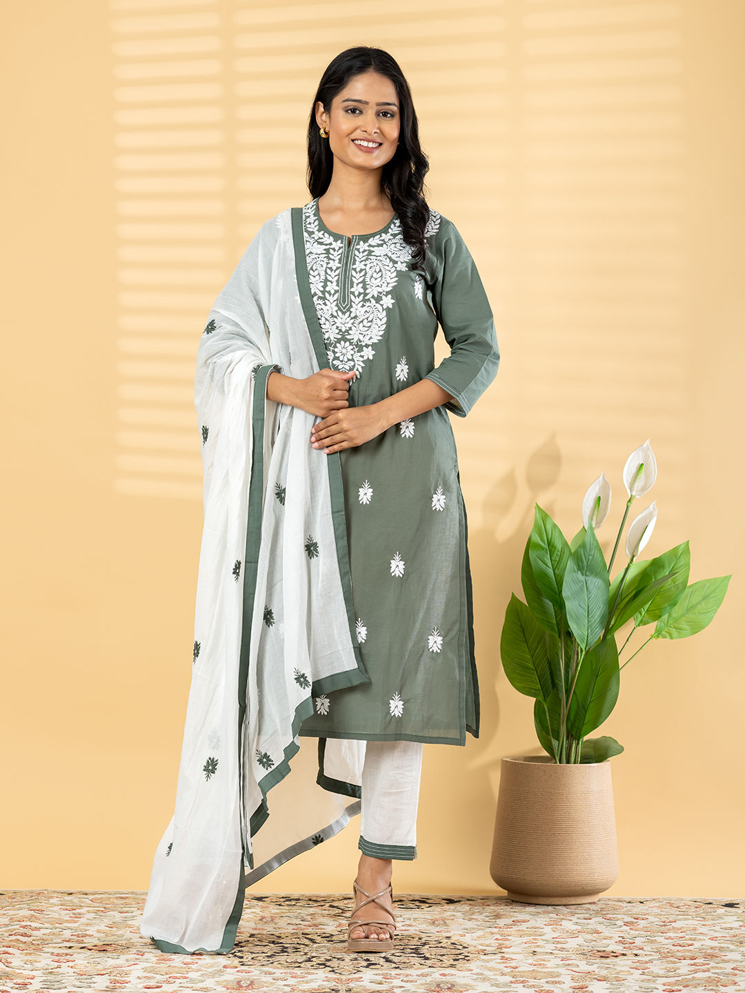 Sage Blossom Kurta Set