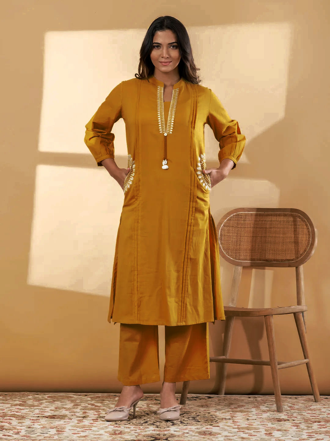Mustard Radiance Pocket Kurta Set Main image