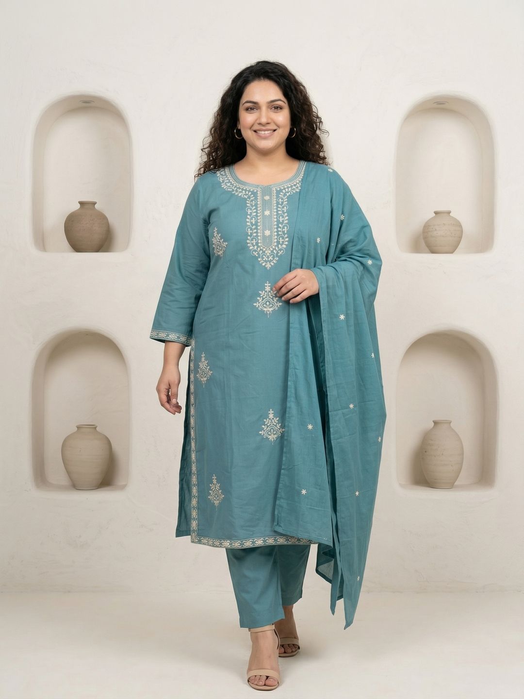 Teal Treasure Embroidered Kurta Set