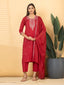 Crimson Floral Embroidered Kurta Set