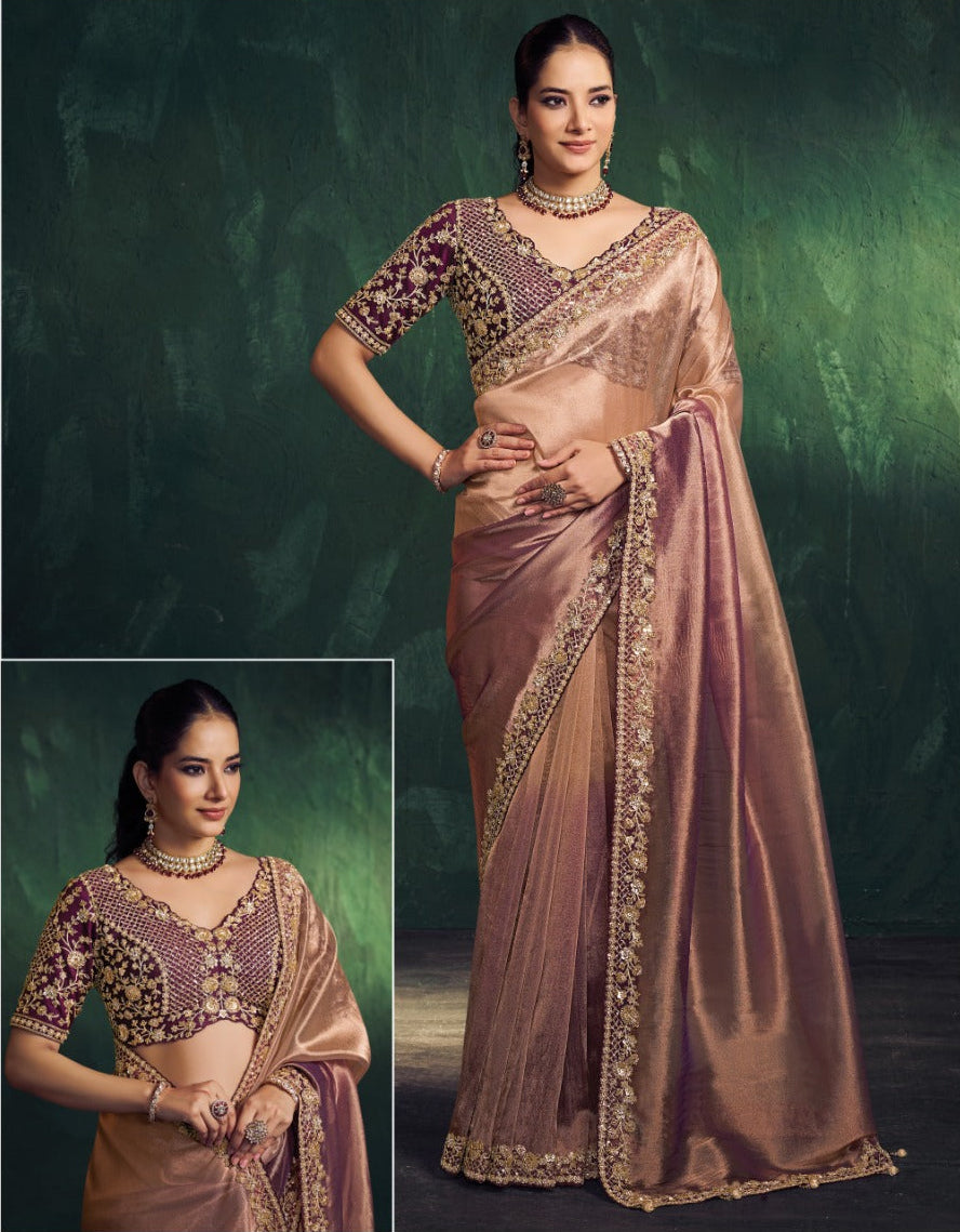 Wine Kora Zari Glow Saree (26207RB GS-140) Main image