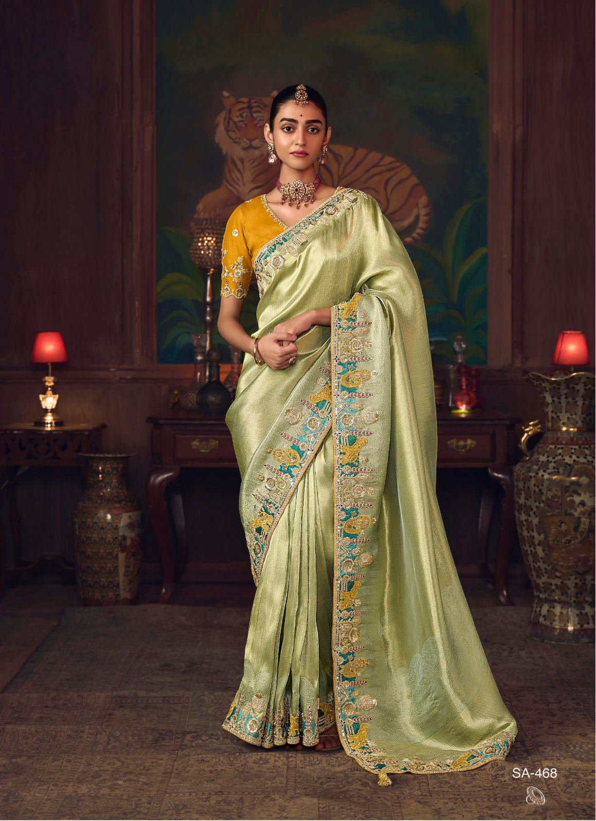 The 'Pistachio Sunset' Saree (SA-468 GS-98)